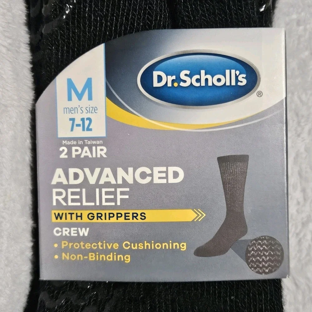 Dr. Scholl's Men's Advanced Relief Crew Gripper Socks‎ 2 Pairs Size 7-12